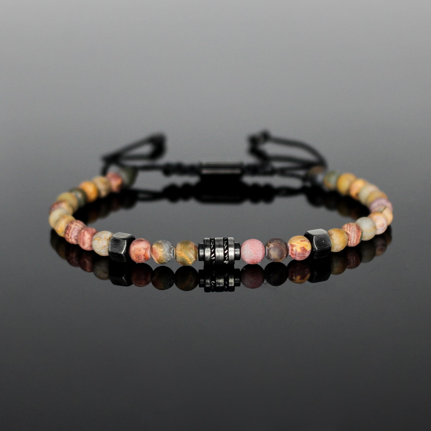 2013 Men’s Minimalist Matte Picasso Jasper Beaded Bracelet