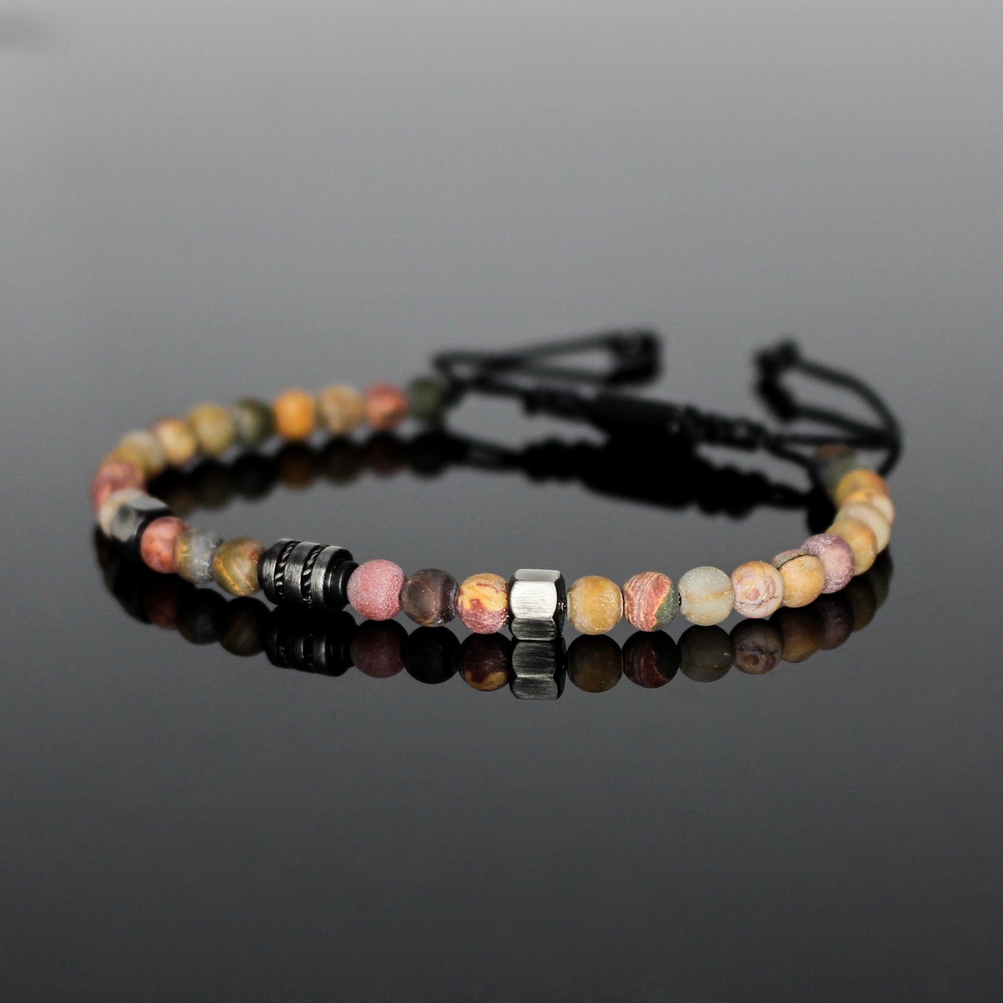 2013 Men’s Minimalist Matte Picasso Jasper Beaded Bracelet