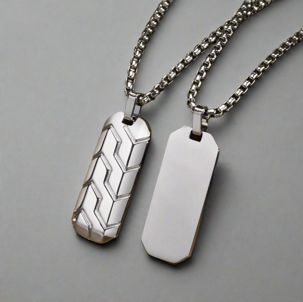 13211 Men’s Necklace Stainless Steel with Tire Pattern Pendant