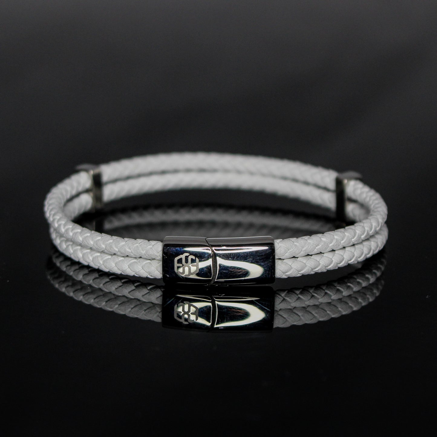 4029 Men’s Double Plait White Slim Leather Bracelet