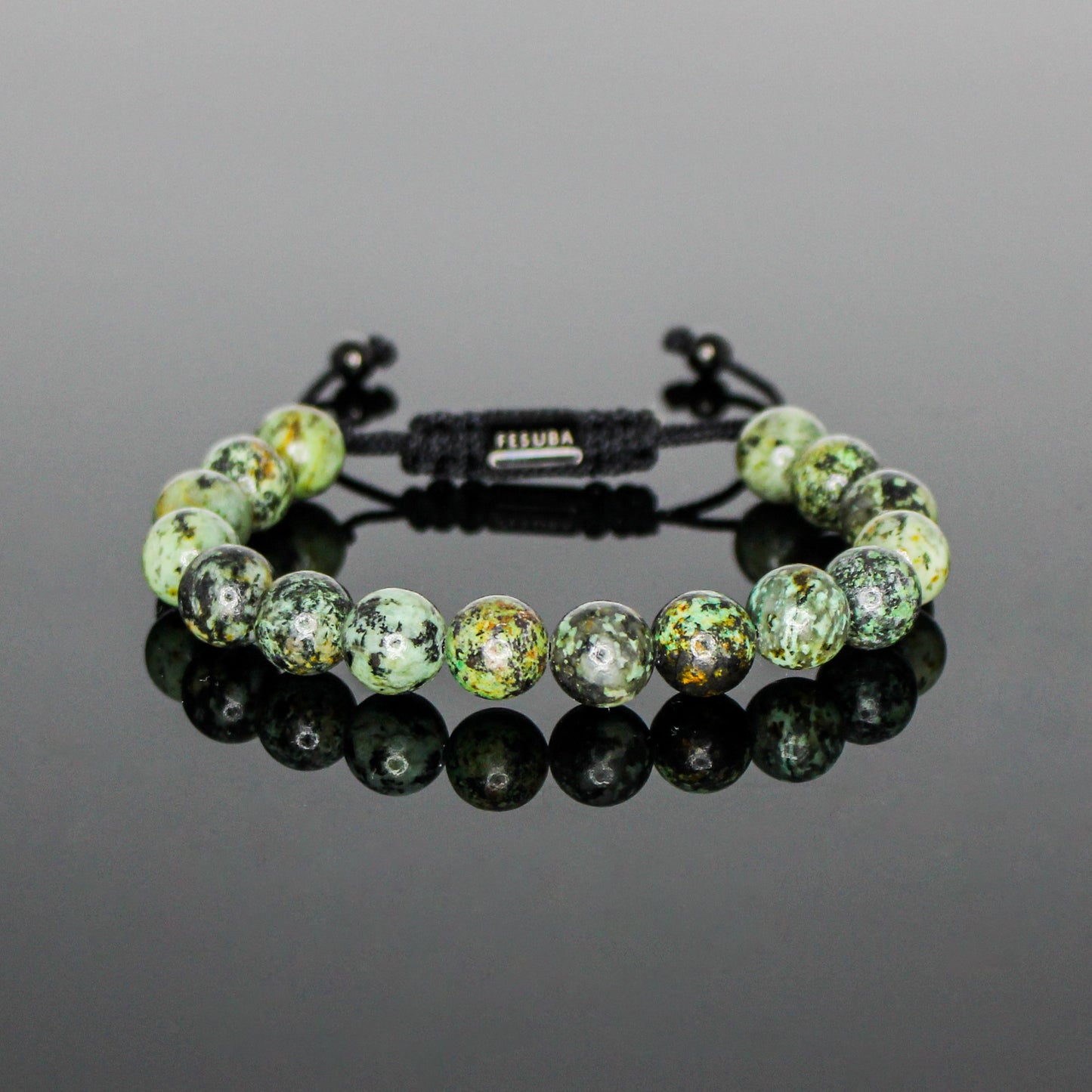 3503 Men’s 10mm African Turquoise Beaded Bracelet