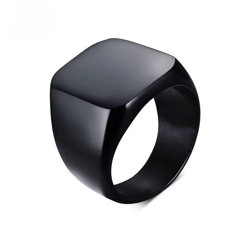 17114 Men's Matte Black Signet Ring Stainless Steel