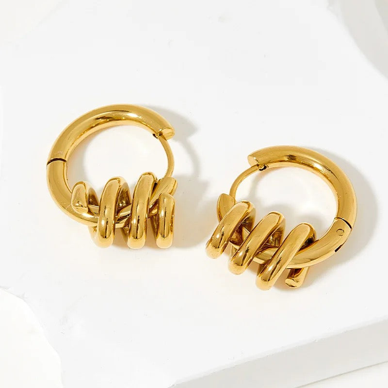 16166 Women’s Spiral Spring Gold Plated Stainless Steel Hoop Earrings