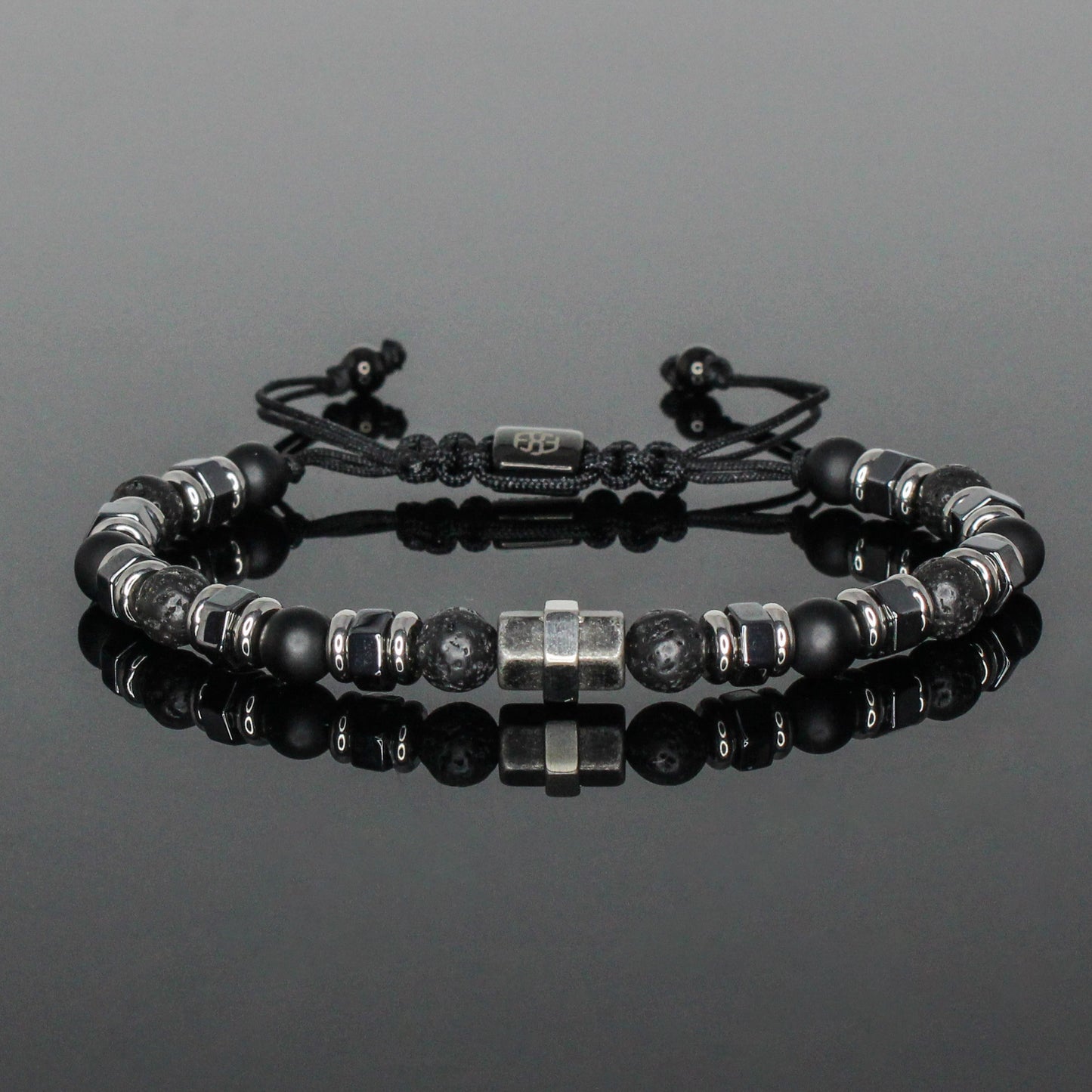 2209 Men's 6mm Lava Stone + Matte Black Onyx with Hematite Bracelet