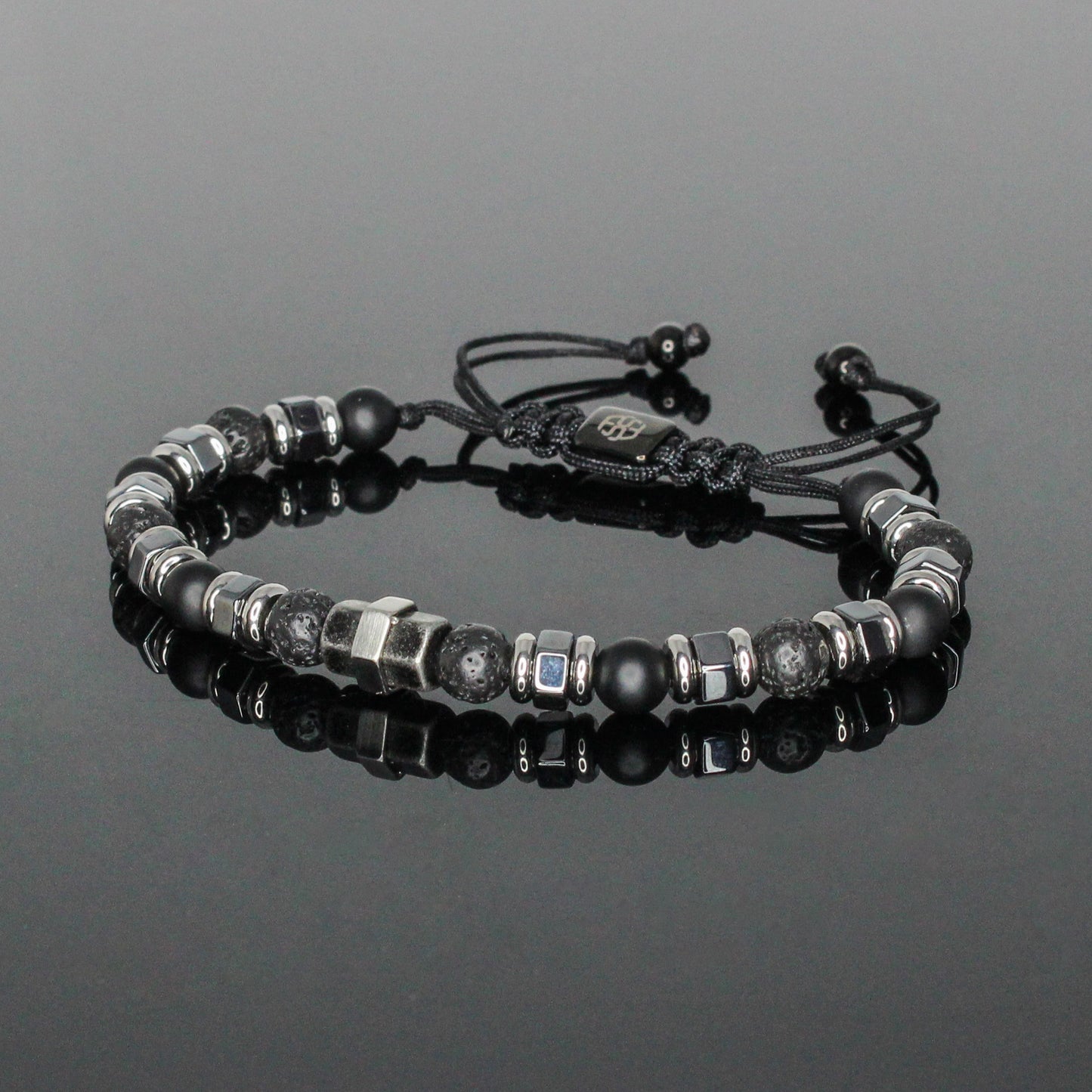 2209 Men's 6mm Lava Stone + Matte Black Onyx with Hematite Bracelet
