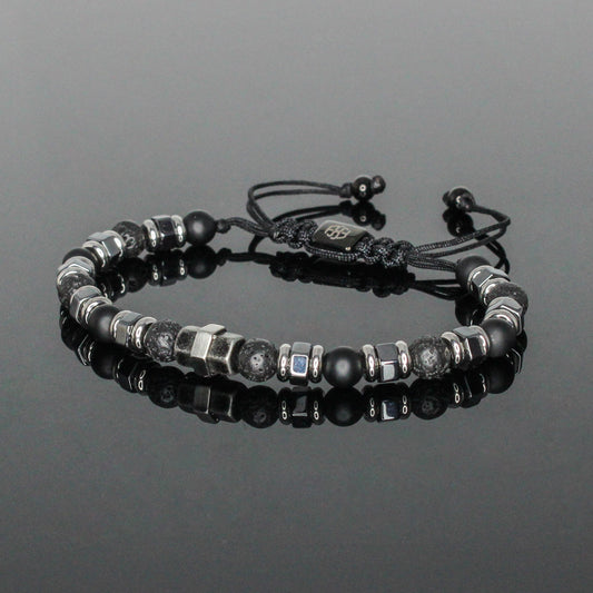 2209 Men's 6mm Lava Stone + Matte Black Onyx with Hematite Bracelet