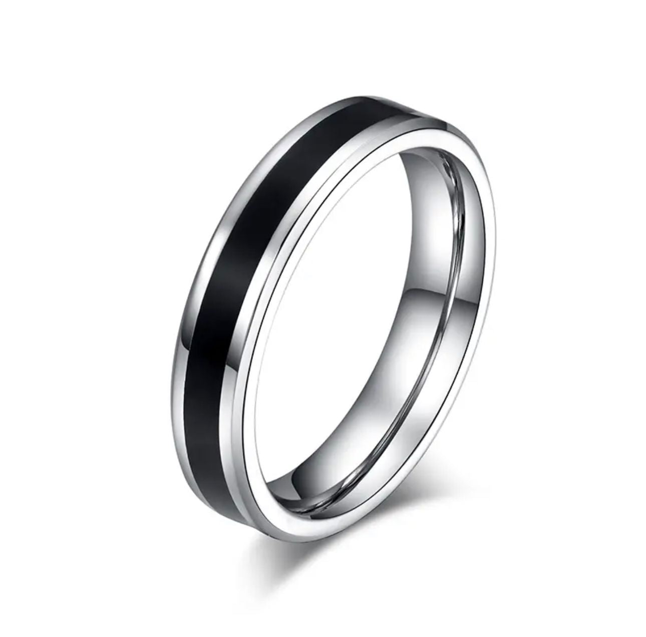 17108 Men's Black Line Ring Stainless Steel
