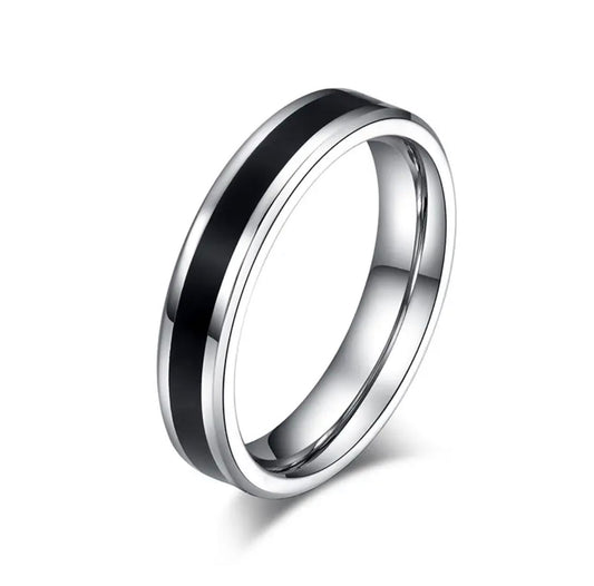 17108 Men's Black Line Ring Stainless Steel