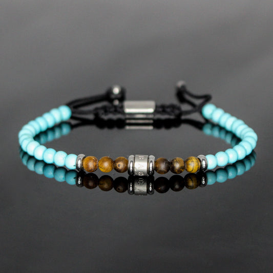 2027 Men’s Turquoise + Tiger’s Eye Minimalist Duo Bracelet