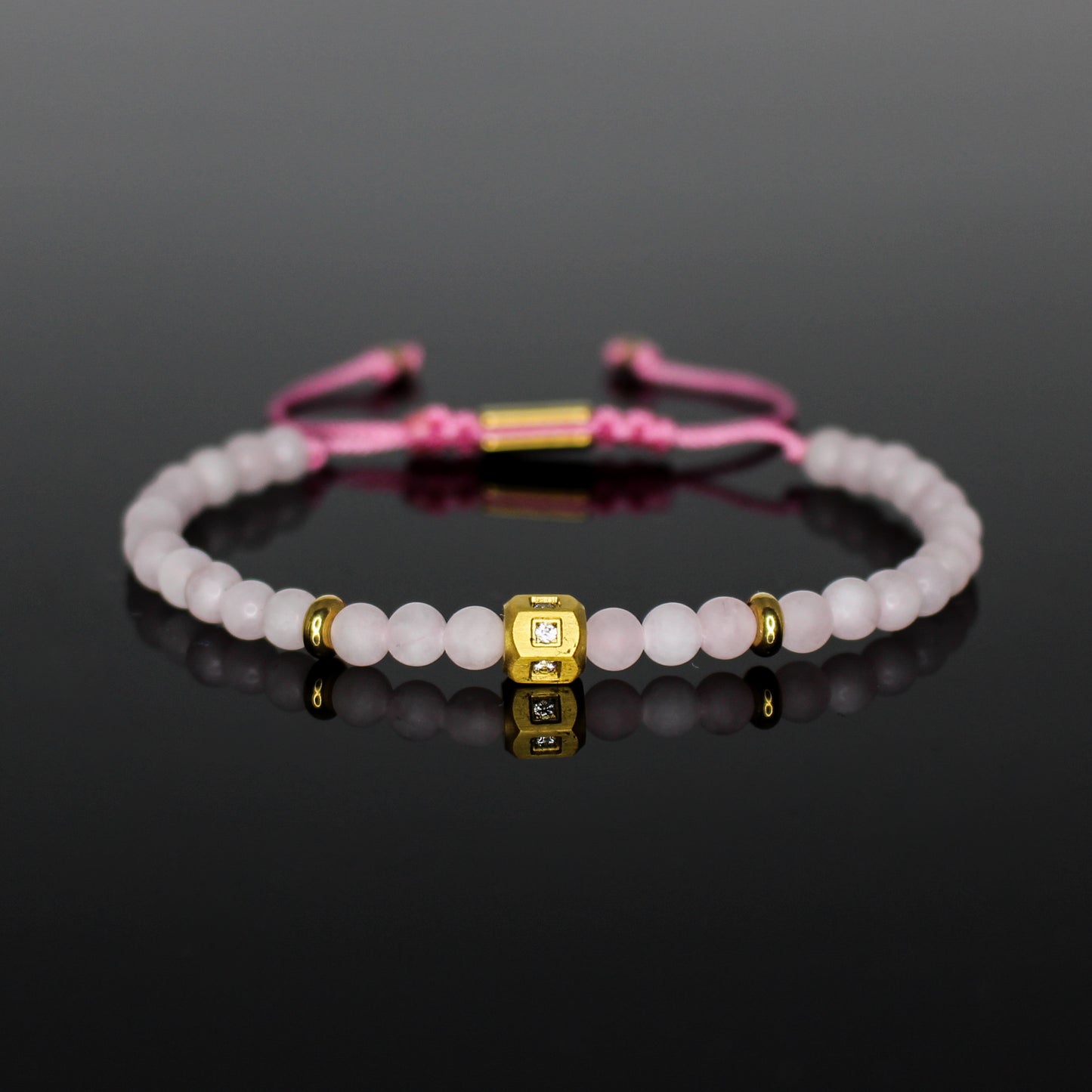 29006 Women's Matte Rose Quartz Minimalist Bracelet