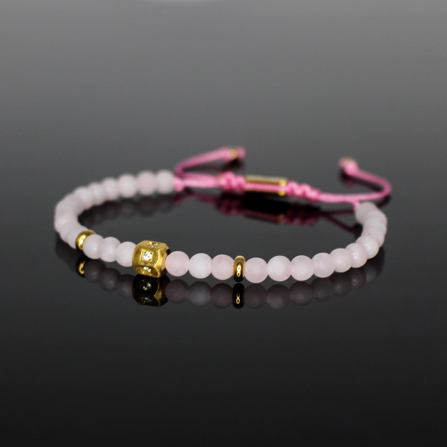 29006 Women's Matte Rose Quartz Minimalist Bracelet