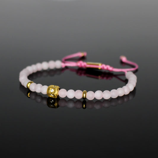 29006 Women's Matte Rose Quartz Minimalist Bracelet