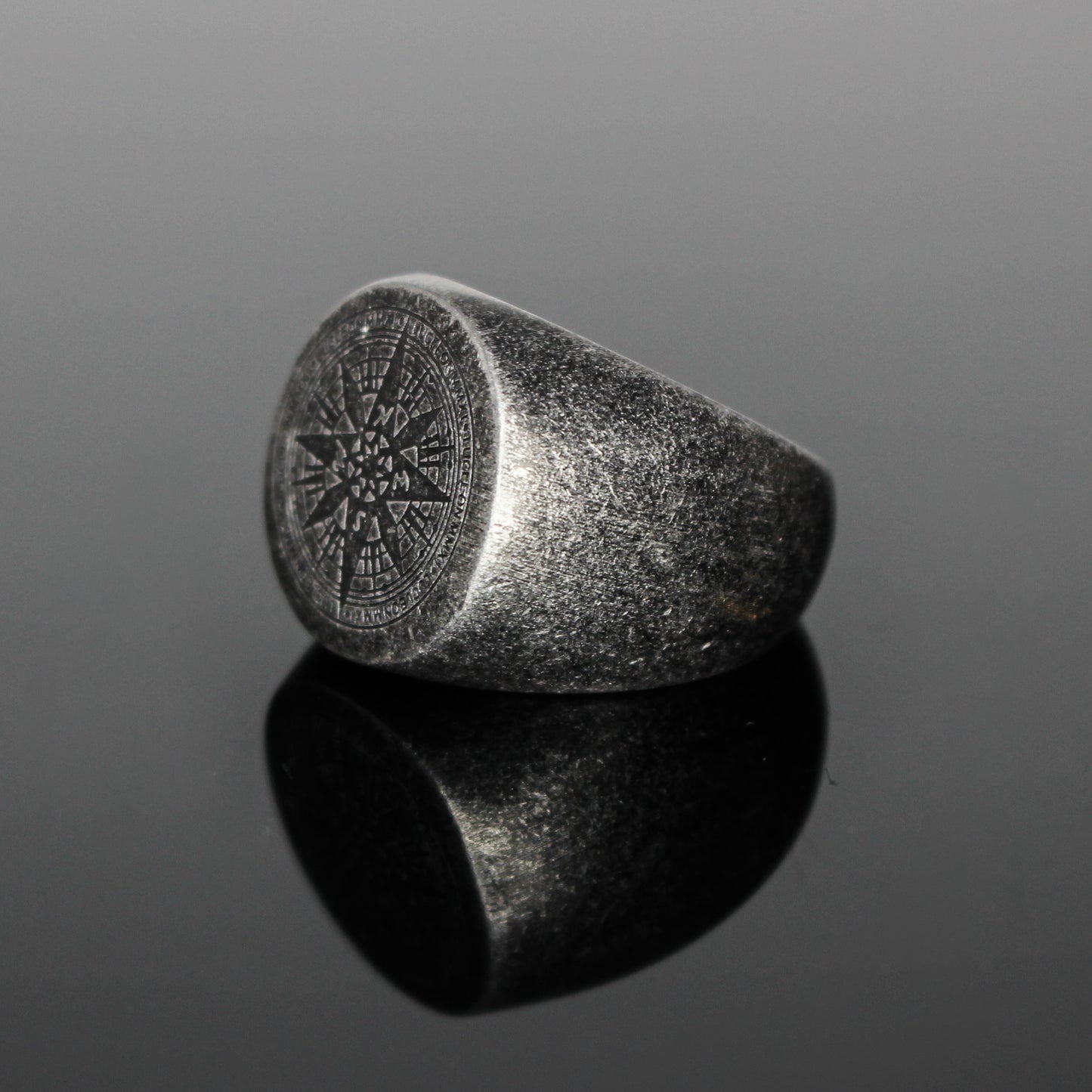 17119 Men's Runic Compass Signet Ring