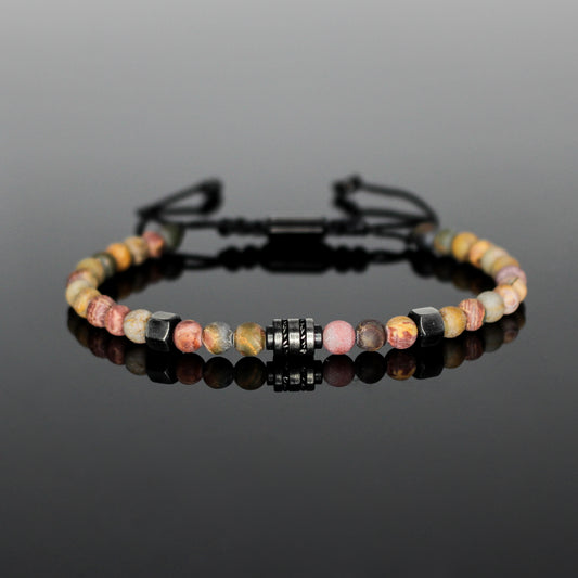 2013 Men’s Minimalist Matte Picasso Jasper Beaded Bracelet