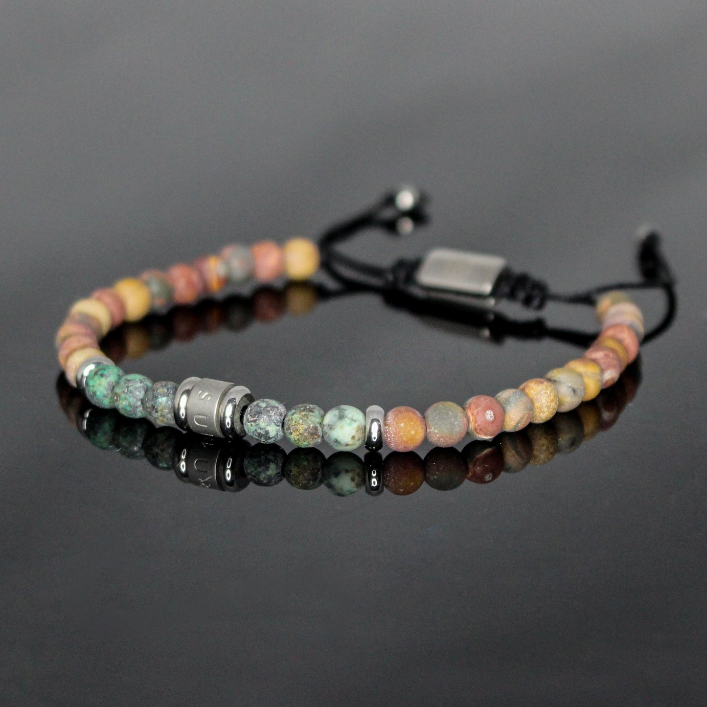 2026 Men’s Picasso Jasper + African Turquoise Minimalist Duo Bracelet