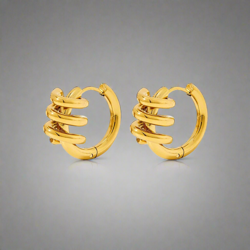 16166 Women’s Spiral Spring Gold Plated Stainless Steel Hoop Earrings