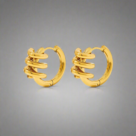 16166 Women’s Spiral Spring Gold Plated Stainless Steel Hoop Earrings