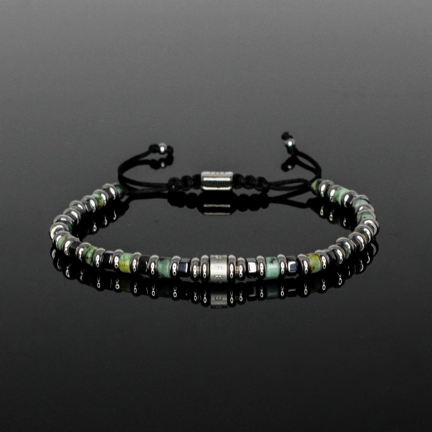 2051 Men’s Minimalist Heishi Beaded Bracelet with African Turquoise and Hematite