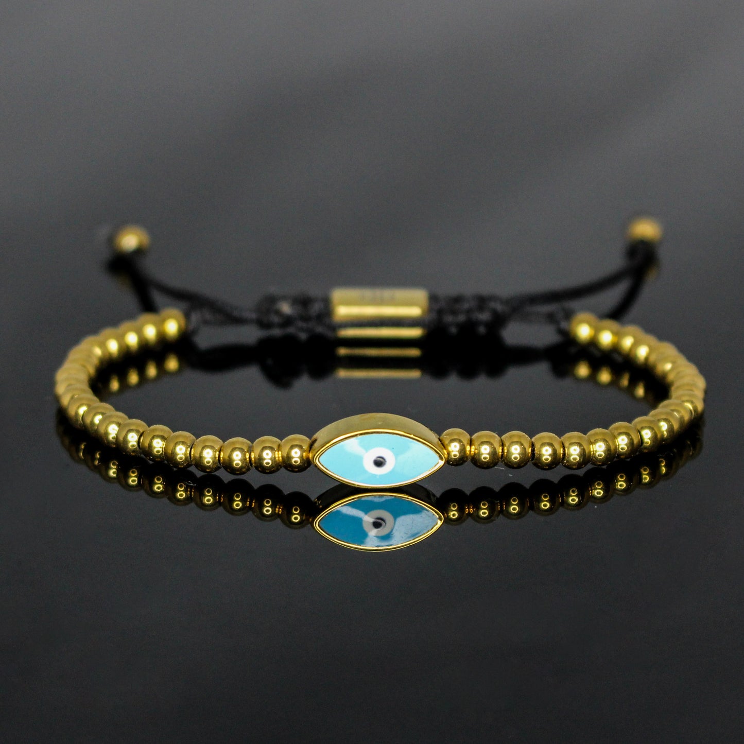 2701 Men’s Blue Evil Eye Minimalist Gold Stainless Steel Bracelet