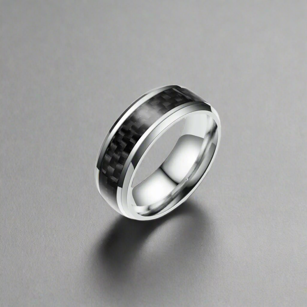 17102 Men's Ring Stainless Steel with Carbon Fiber Inlay