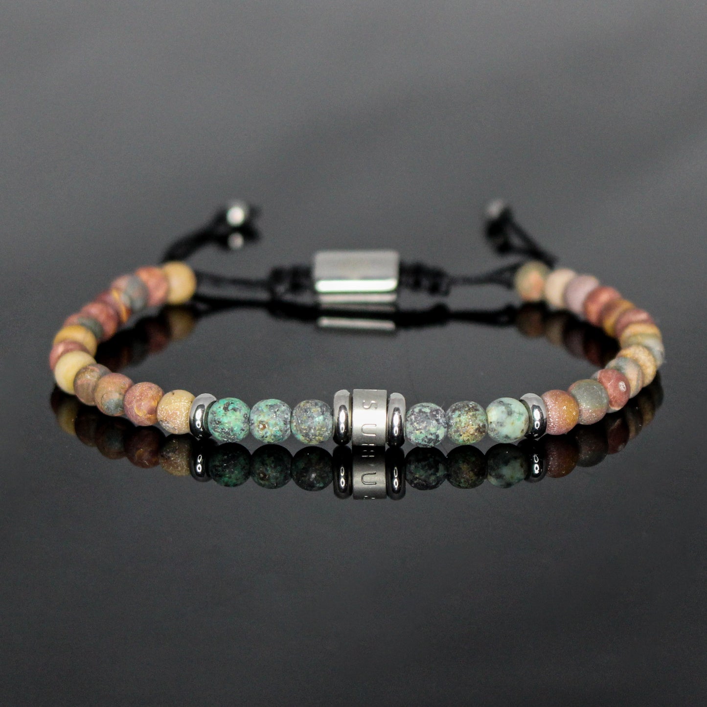 2026 Men’s Picasso Jasper + African Turquoise Minimalist Duo Bracelet