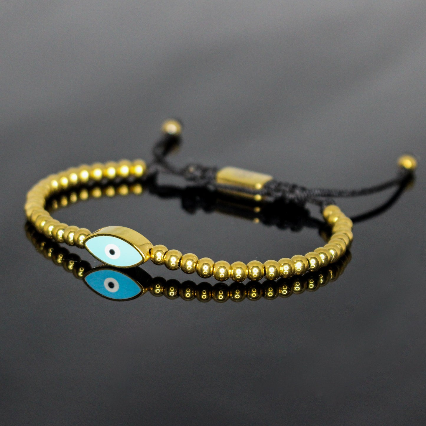 2701 Men’s Blue Evil Eye Minimalist Gold Stainless Steel Bracelet