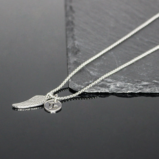 13209 Men’s Zodiac Capricorn with Archangel Wing Double Pendant Necklace