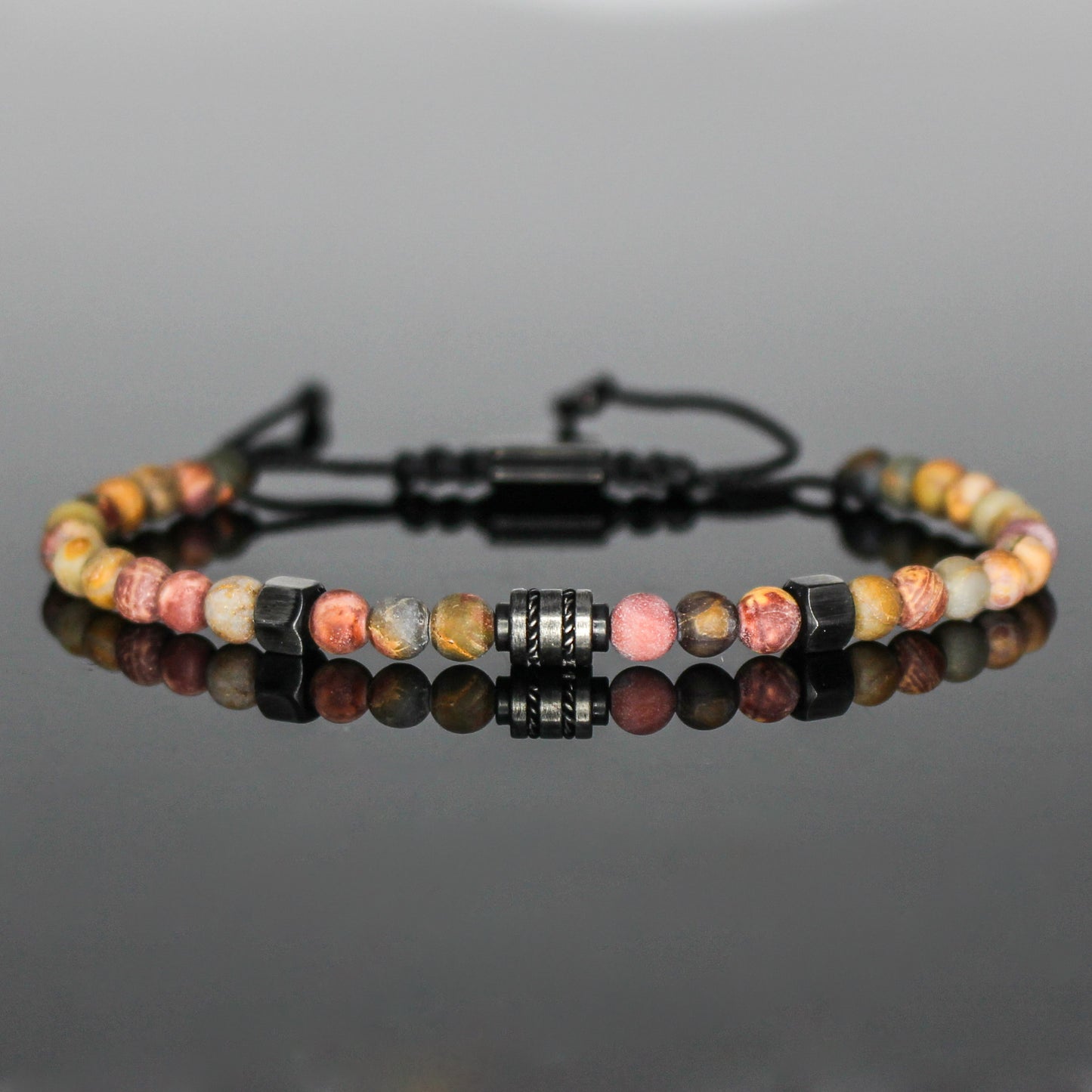 2013 Men’s Minimalist Matte Picasso Jasper Beaded Bracelet