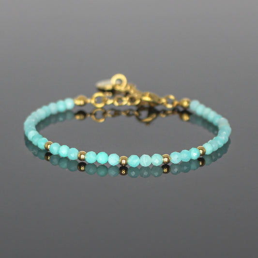 29001 Women’s Minimalist Bracelet with Blue Amazonite and Gold Plated
