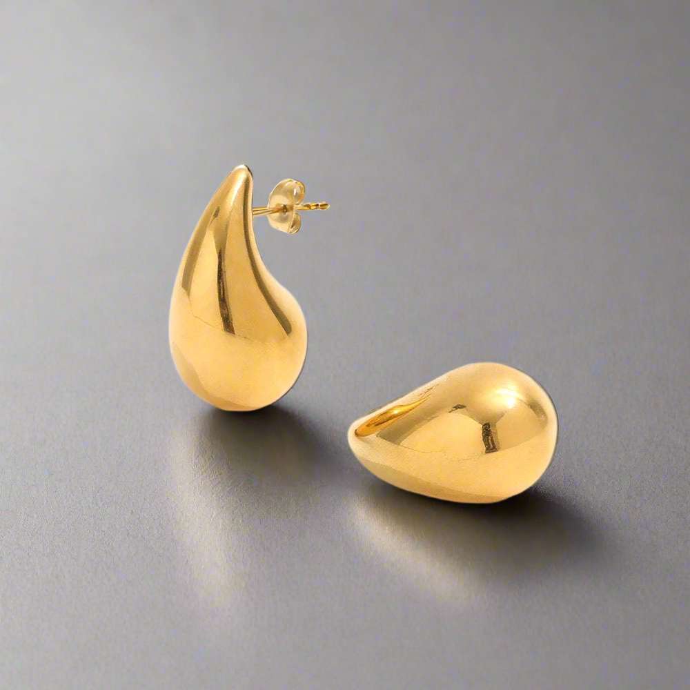 16164 Women’s Water Drop Shape Gold Plated Stainless Steel Stud Earrings