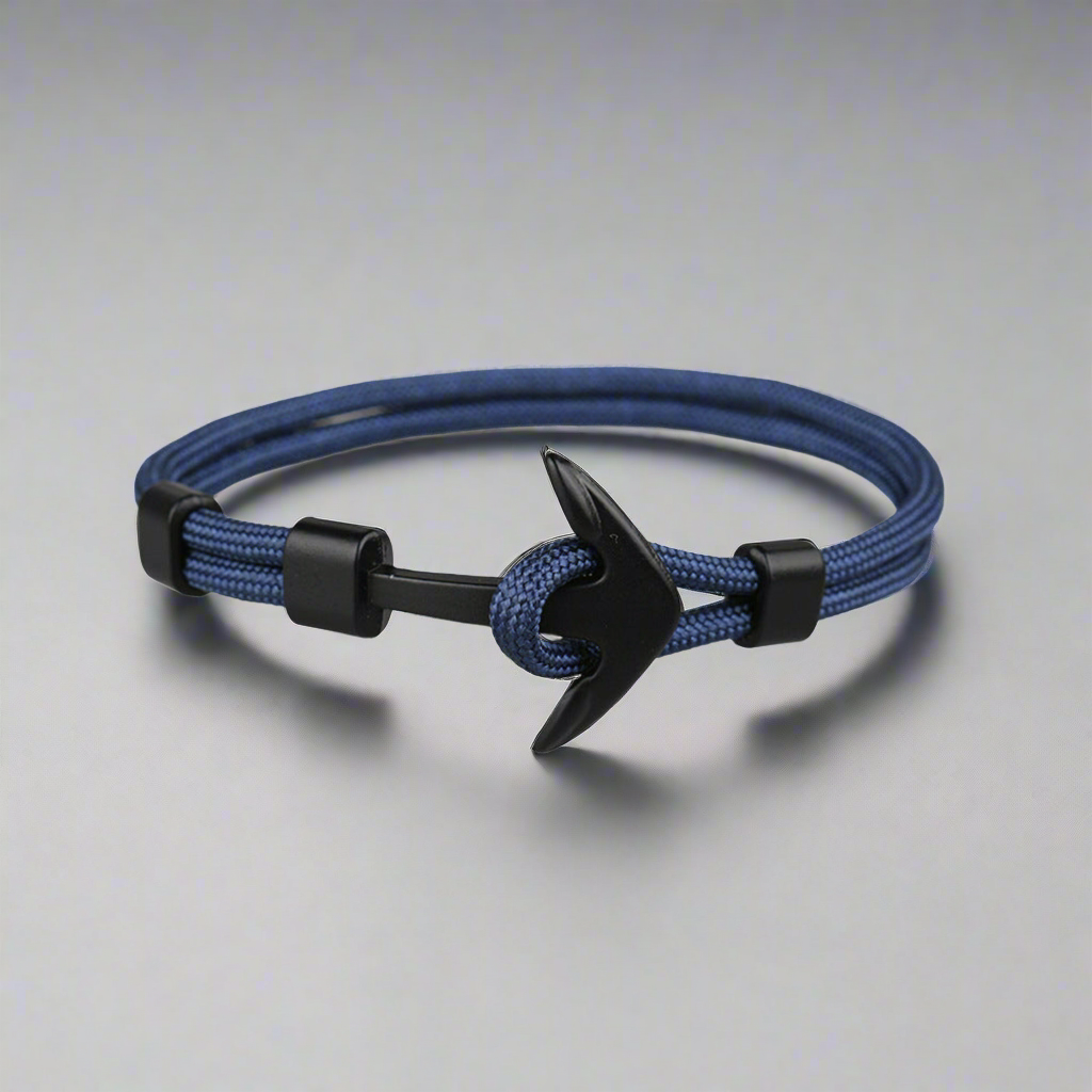 7001 Black Anchor Navy Blue Bracelet