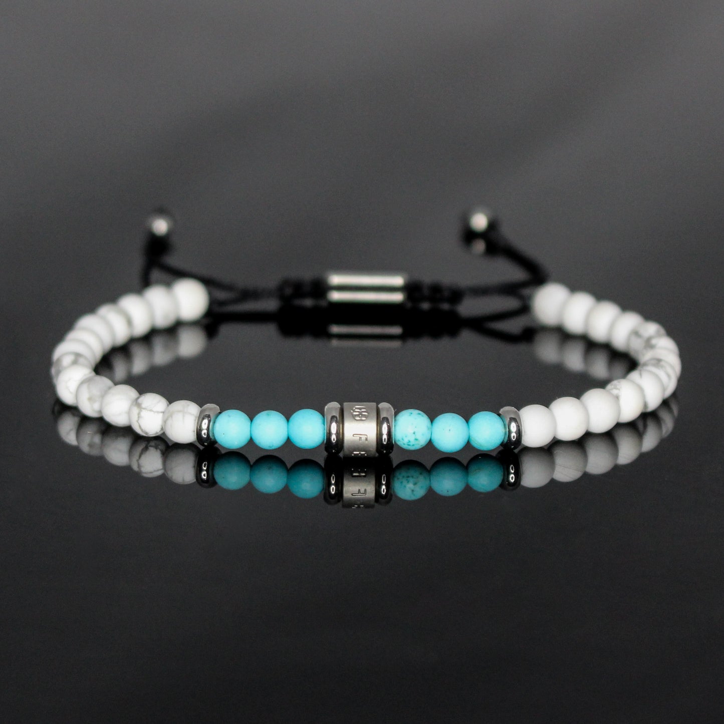 2025 Men’s White Howlite + Matte Turquoise Minimalist Duo Bracelet