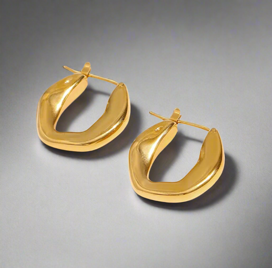 16150 Women’s Thick U-Shape Gold Plated Hoops Stainless Steel Earrings