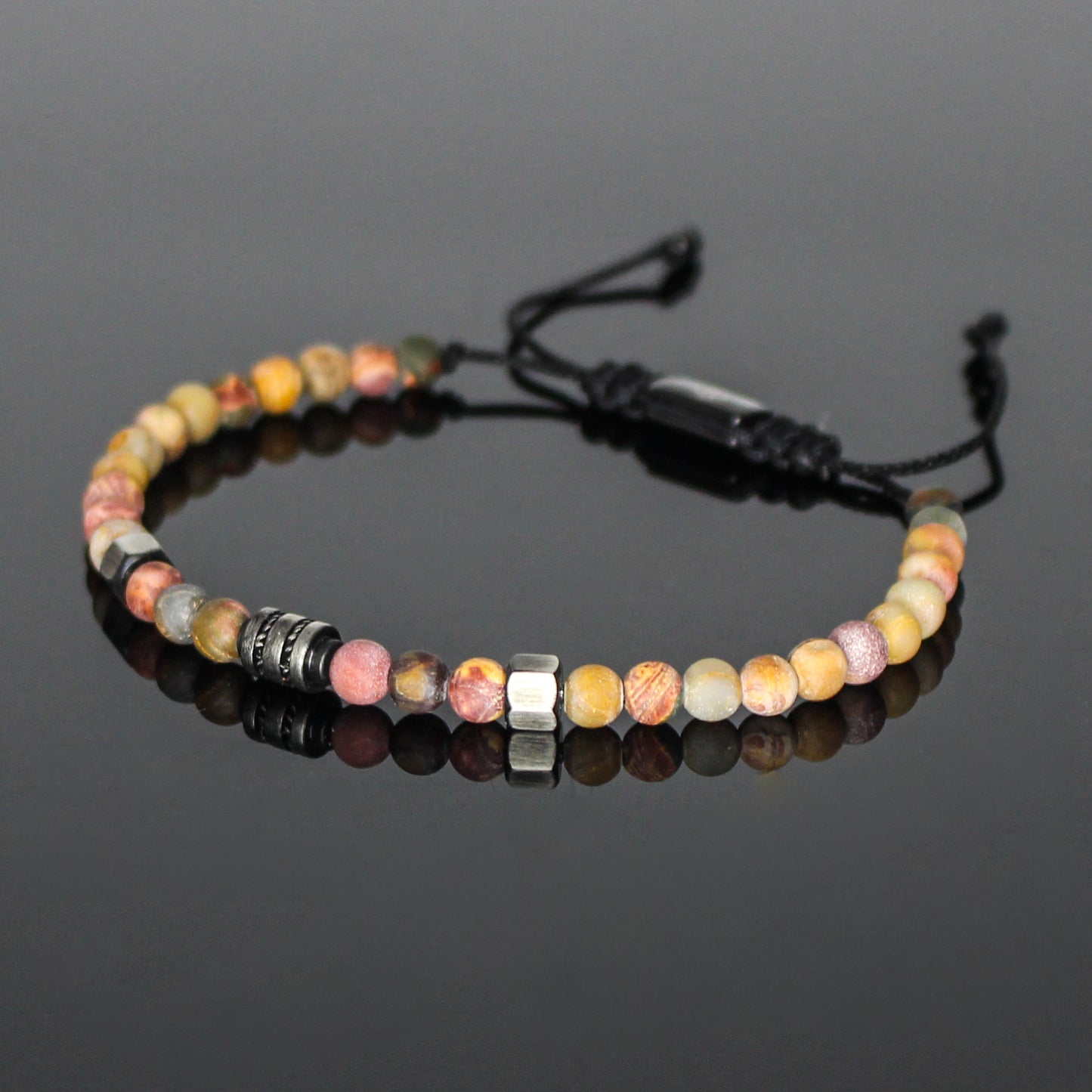 2013 Men’s Minimalist Matte Picasso Jasper Beaded Bracelet