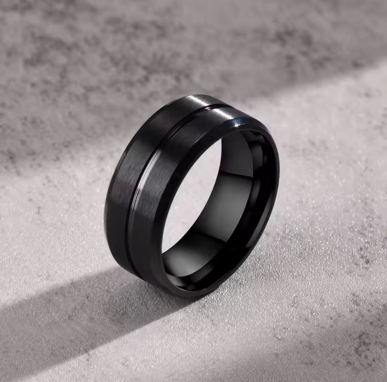 17106 Men's Black Groove Band Ring Stainless steel