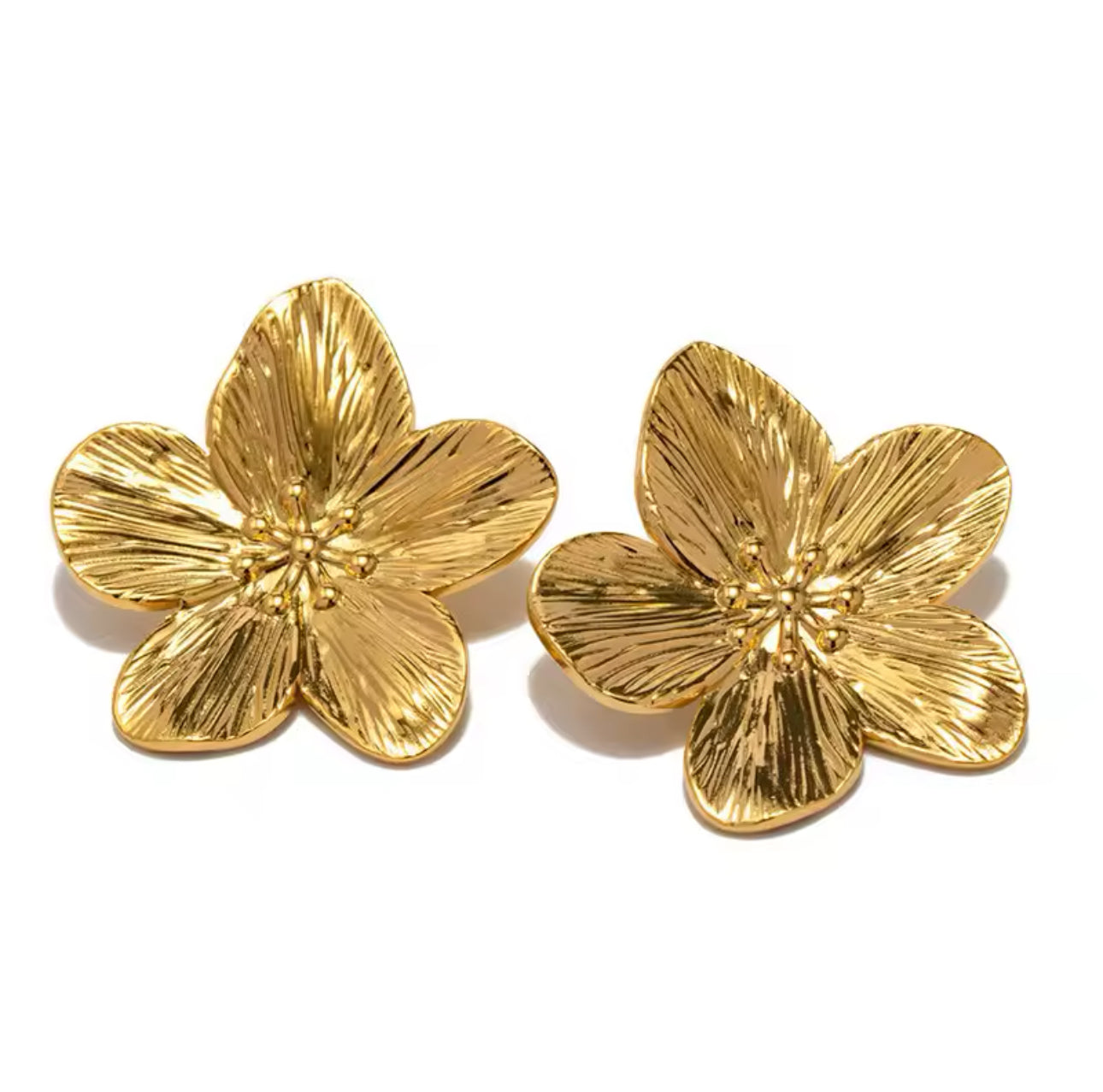 16174 Women’s Flower Stud Gold Plated Stainless Steel Earrings