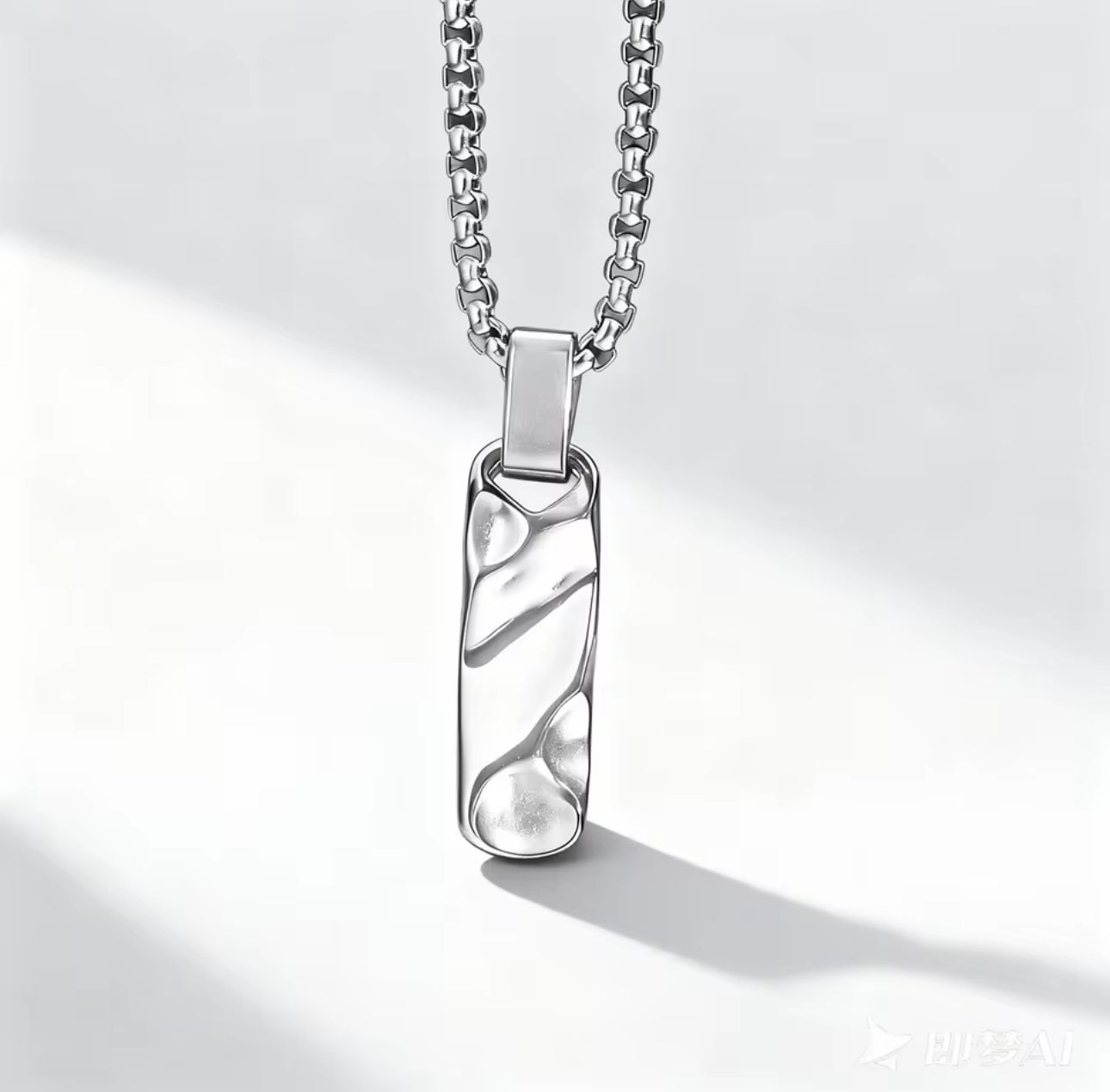 13218 Men’s Geometric Forge Bar Pendant Stainless Steel Necklace