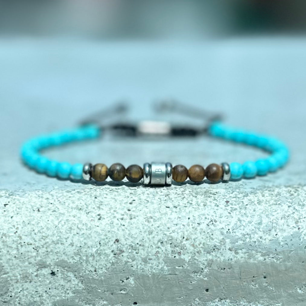 2027 Men’s Turquoise + Tiger’s Eye Minimalist Duo Bracelet