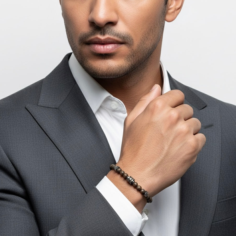 2012 Men’s Minimalist Matte Bronzite Beaded Bracelet