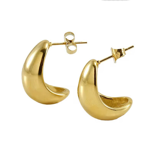 16182 Women’s Crescent Gold Plated Stainless Steel Earrings