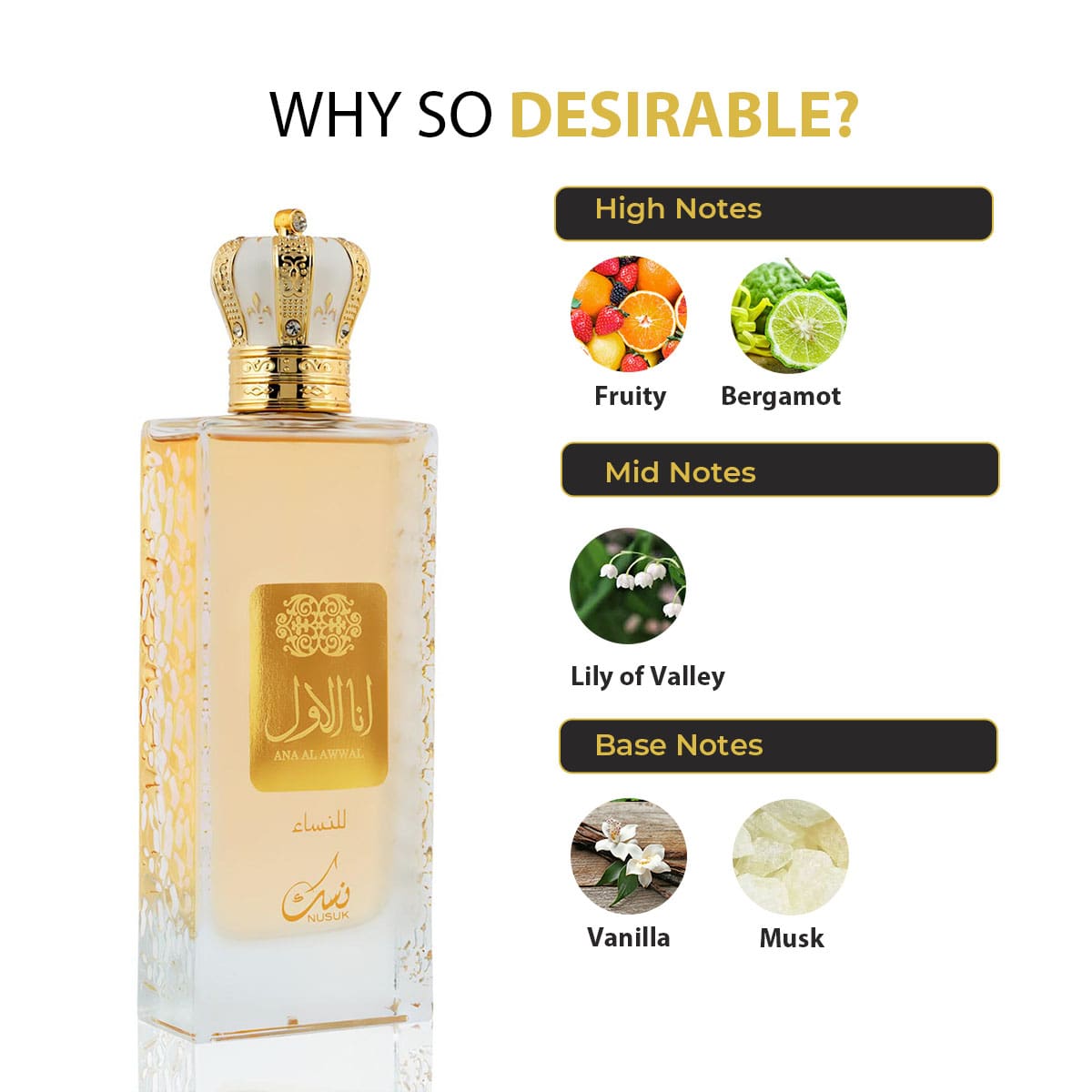 NUSUK Ana Al Awwal Women (Golden) EDP 100ml