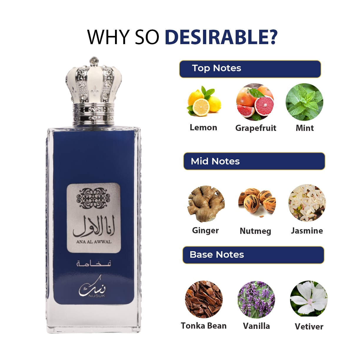 NUSUK Ana Al Awwal Fakhama (Blue) EDP 100ml