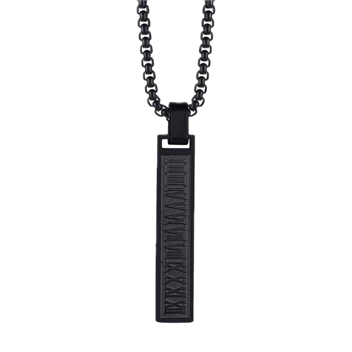 13202 Men’s Roman Style Black Stainless Steel Necklace