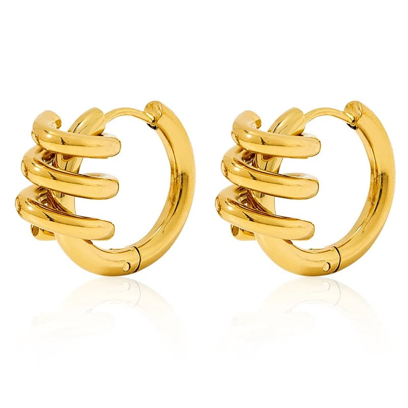 16166 Women’s Spiral Spring Gold Plated Stainless Steel Hoop Earrings