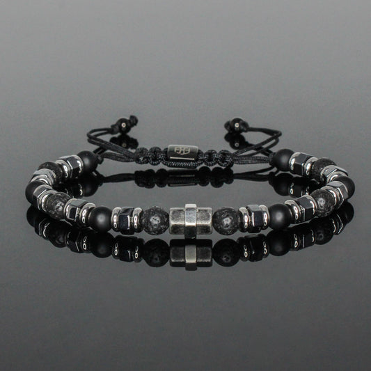 2209 Men's 6mm Lava Stone + Matte Black Onyx with Hematite Bracelet