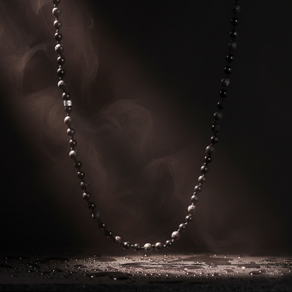 11102 Men's Mixed Natural Stone Knotted Necklace