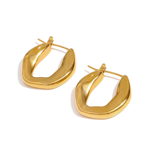 16150 Women’s Thick U-Shape Gold Plated Hoops Stainless Steel Earrings