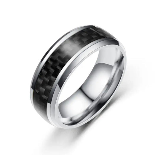 17102 Men's Ring Stainless Steel with Carbon Fiber Inlay