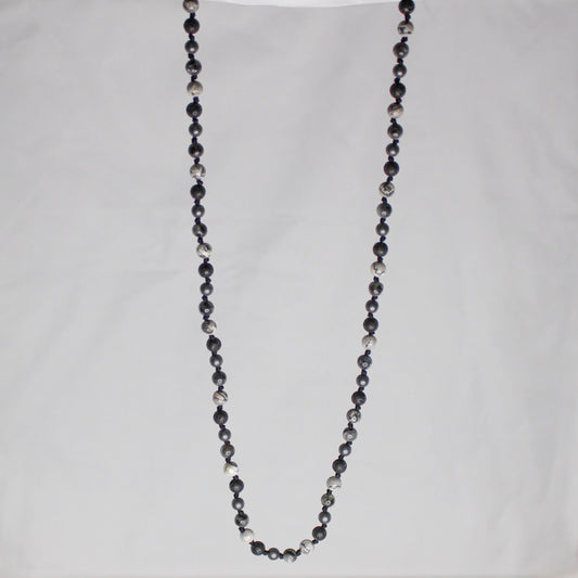 11103 Men's Mixed Natural Stone Knotted Necklace