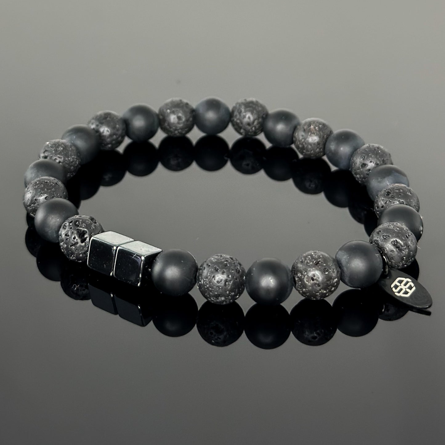 2101 Men’s Duo Wristband with Matte Black Onyx and Lava Stone